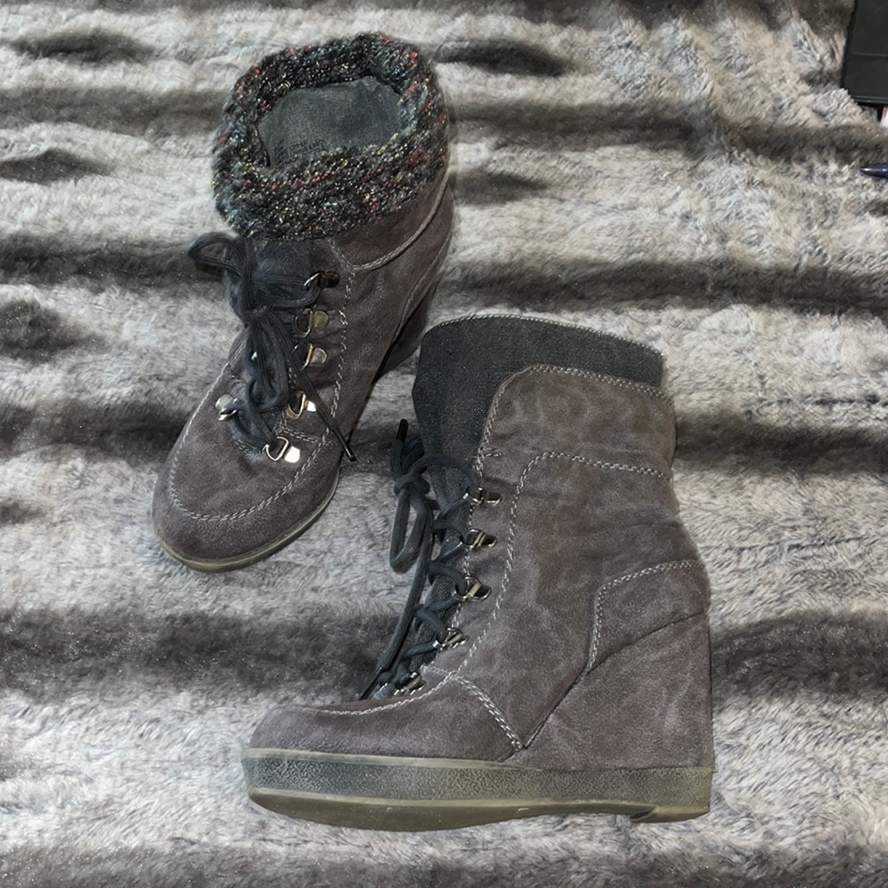 Gray booties with cute cuff